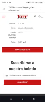 TUFF Products coupon verification screenshot