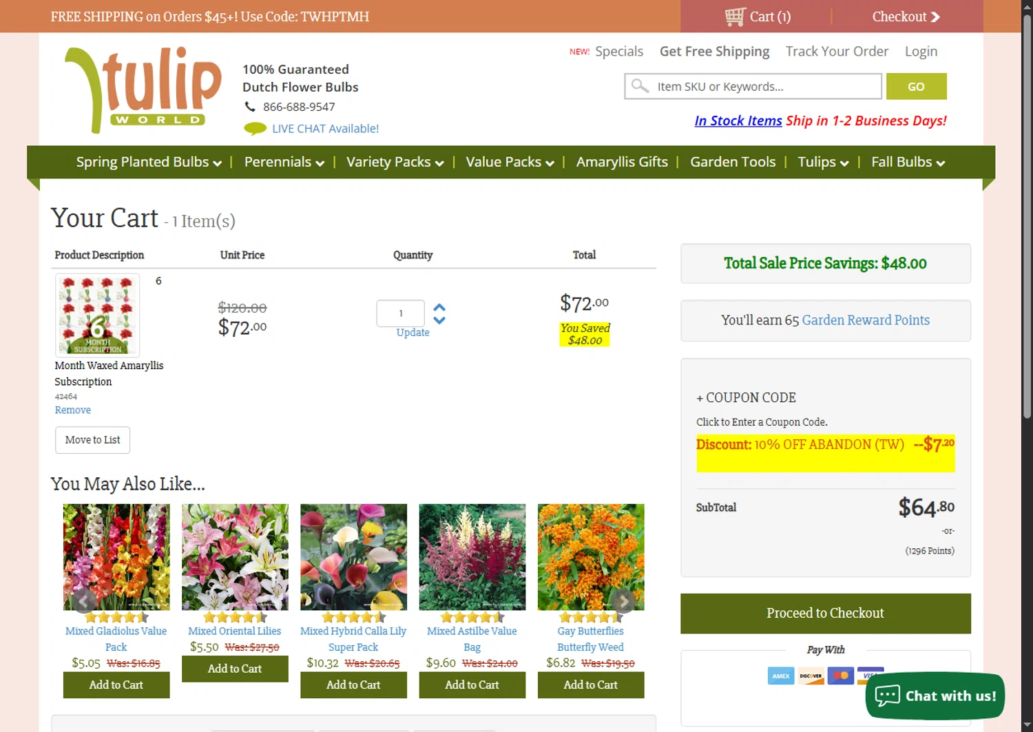 Tulip World coupon code screenshot showing code tw10cart applied at Tulip World checkout page. Uploaded by SimplyCodes community member PennyScholar504 on Jun 6, 2025