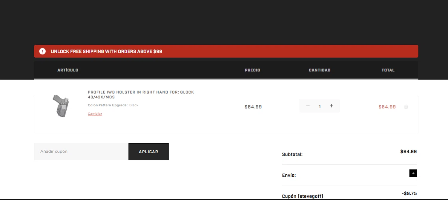 Tulster coupon code screenshot showing code stevegoff applied at Tulster checkout page. Uploaded by SimplyCodes community member ashe1986 on Nov 18, 2025