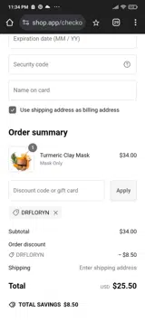 DRFLORYN coupon verification screenshot