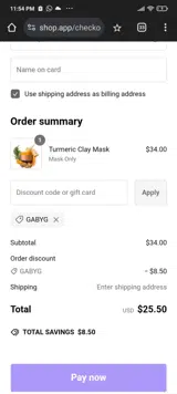 GABYG coupon verification screenshot