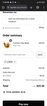 Loren coupon verification screenshot