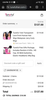 SAVENOW10$ coupon verification screenshot