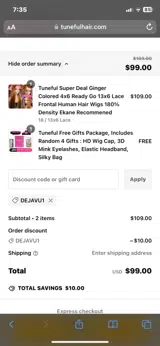 Dejavu1 coupon verification screenshot