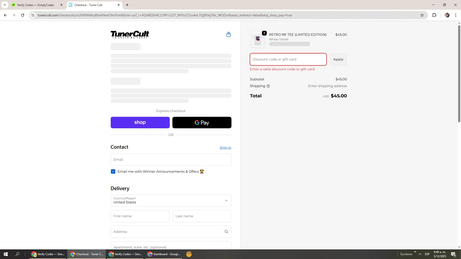 Tuner Cult promo code screenshot showing code OOPS10 applied at Tuner Cult checkout page. Uploaded by SimplyCodes community member Levi_Ackerman on Dec 5, 2025