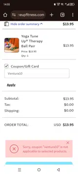 Ventura10 coupon verification screenshot