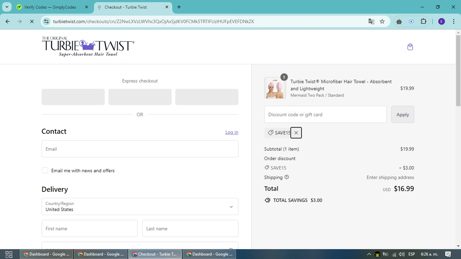 where to use Turbie Twist promo code box