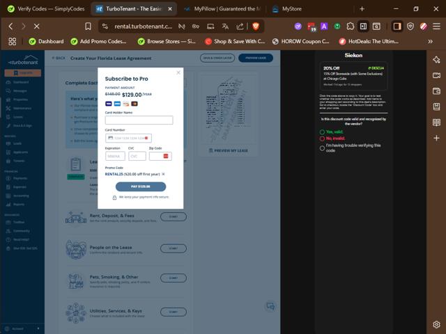 TurboTenant checkout page showing TurboTenant promo code box | Screenshot taken by SimplyCodes community member on Jul 17, 2025