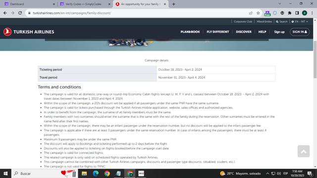 Turkish Airlines checkout page showing Turkish Airlines promo code box | Screenshot taken by SimplyCodes community member on Oct 20, 2023
