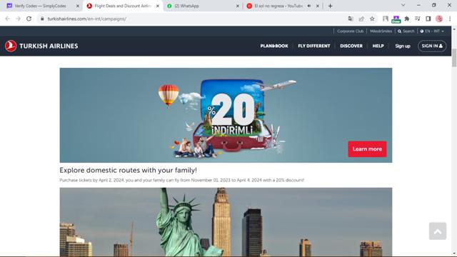 Turkish Airlines checkout page showing Turkish Airlines promo code box | Screenshot taken by SimplyCodes community member on Oct 22, 2023