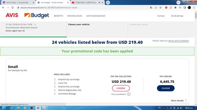 Turkish Airlines checkout page showing Turkish Airlines promo code box | Screenshot taken by SimplyCodes community member on Oct 21, 2023