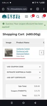 TWENTY coupon verification screenshot