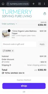 Turmerry coupon verification screenshot