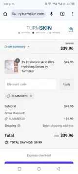 TurmSkin coupon verification screenshot