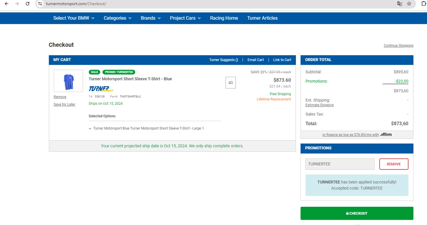 Turner Motorsport Promo Codes & Black Friday 2024 Deals 5 Off