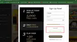 Turning Stone Online Casino coupon verification screenshot
