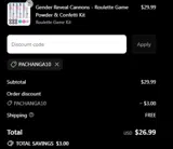 PACHANGA10 coupon verification screenshot
