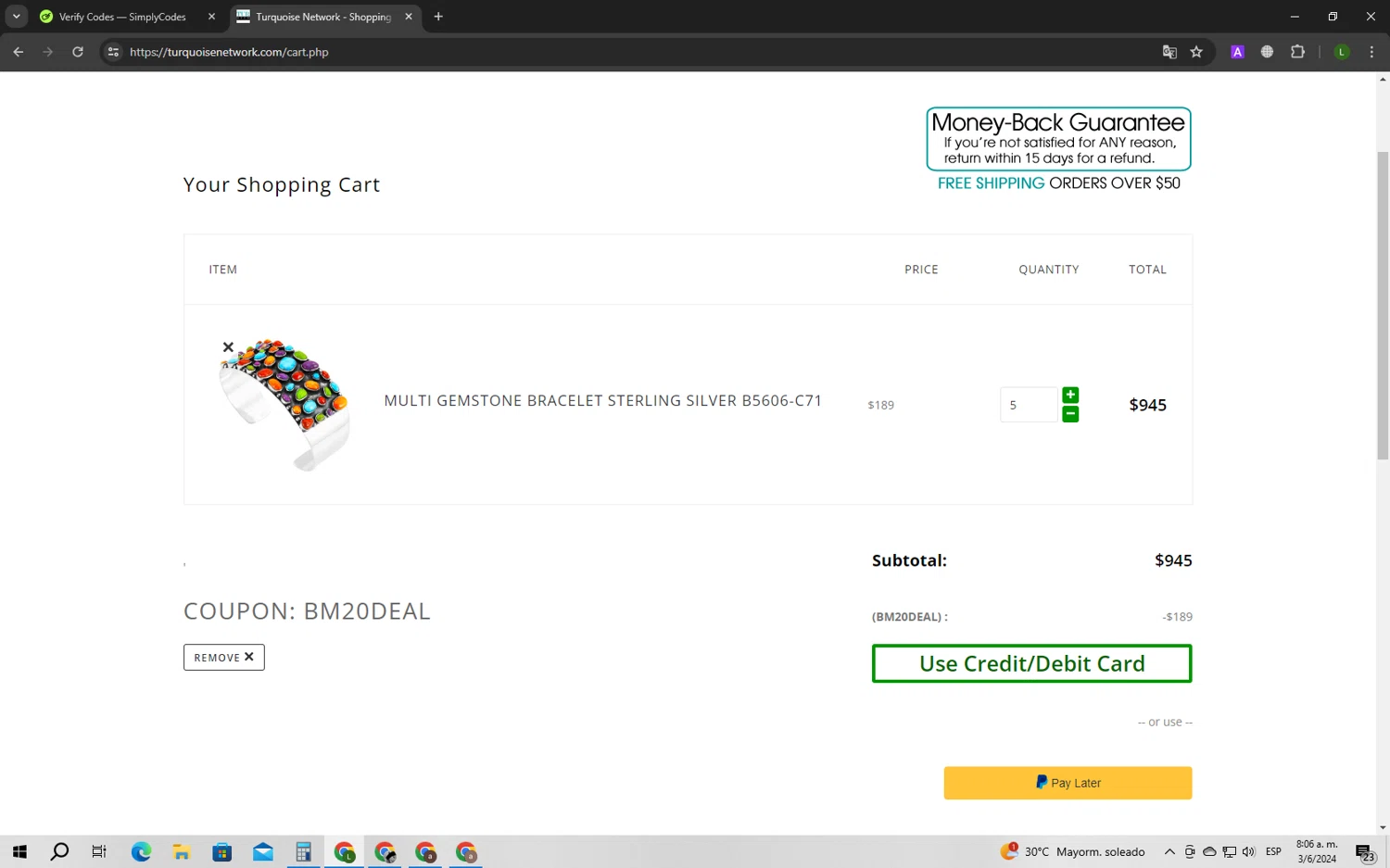 Turquoise network coupons top
