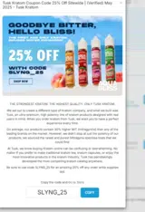 Tusk Kratom coupon verification screenshot