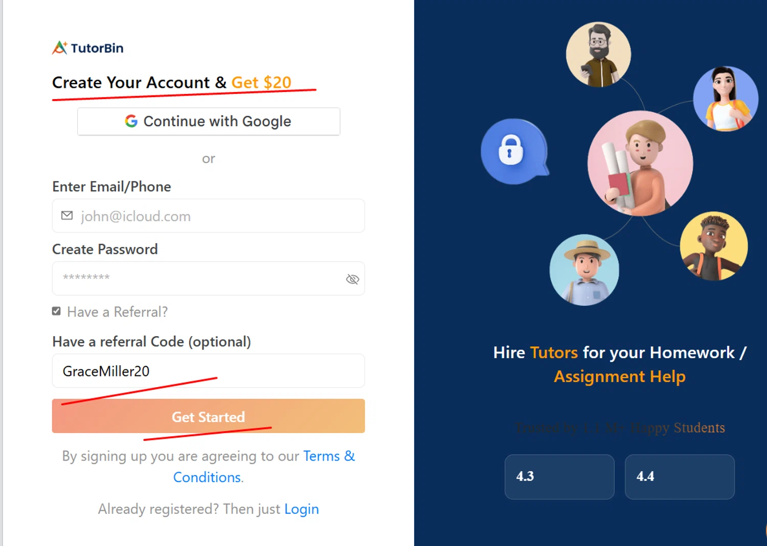 TutorBin promo code screenshot showing code GraceMiller20 applied at TutorBin checkout page. Uploaded by SimplyCodes community member paola49520 on May 9, 2026