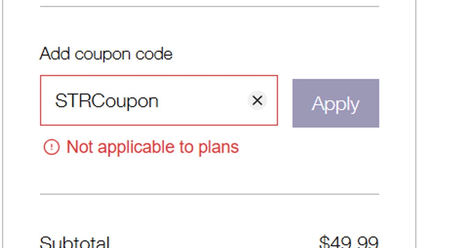 TutoringEZ promo code screenshot showing code STRCoupon applied at TutoringEZ checkout page. Uploaded by SimplyCodes community member Mandoca on Apr 7, 2025
