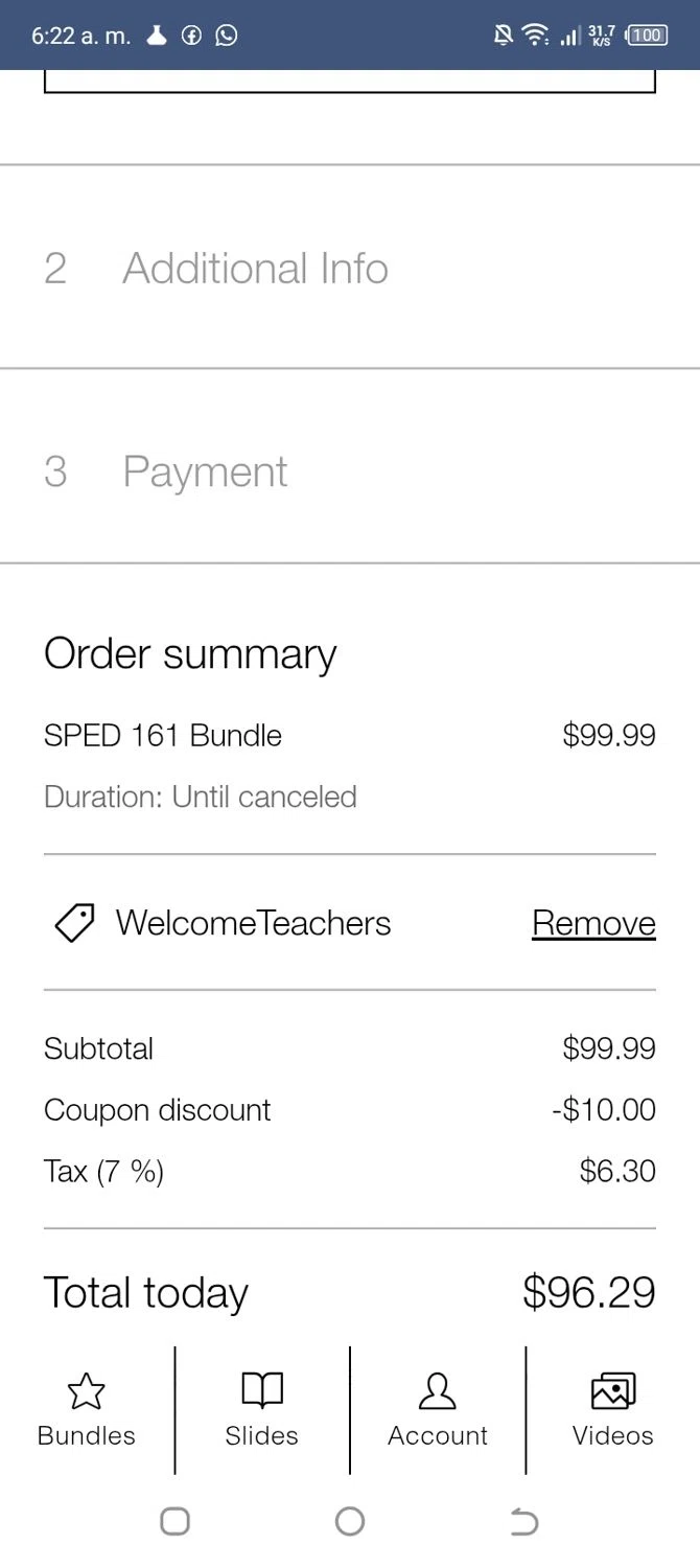 TutoringEZ promo code screenshot showing code WelcomeTeachers applied at TutoringEZ checkout page. Uploaded by SimplyCodes community member yeresojperez on Sep 24, 2025