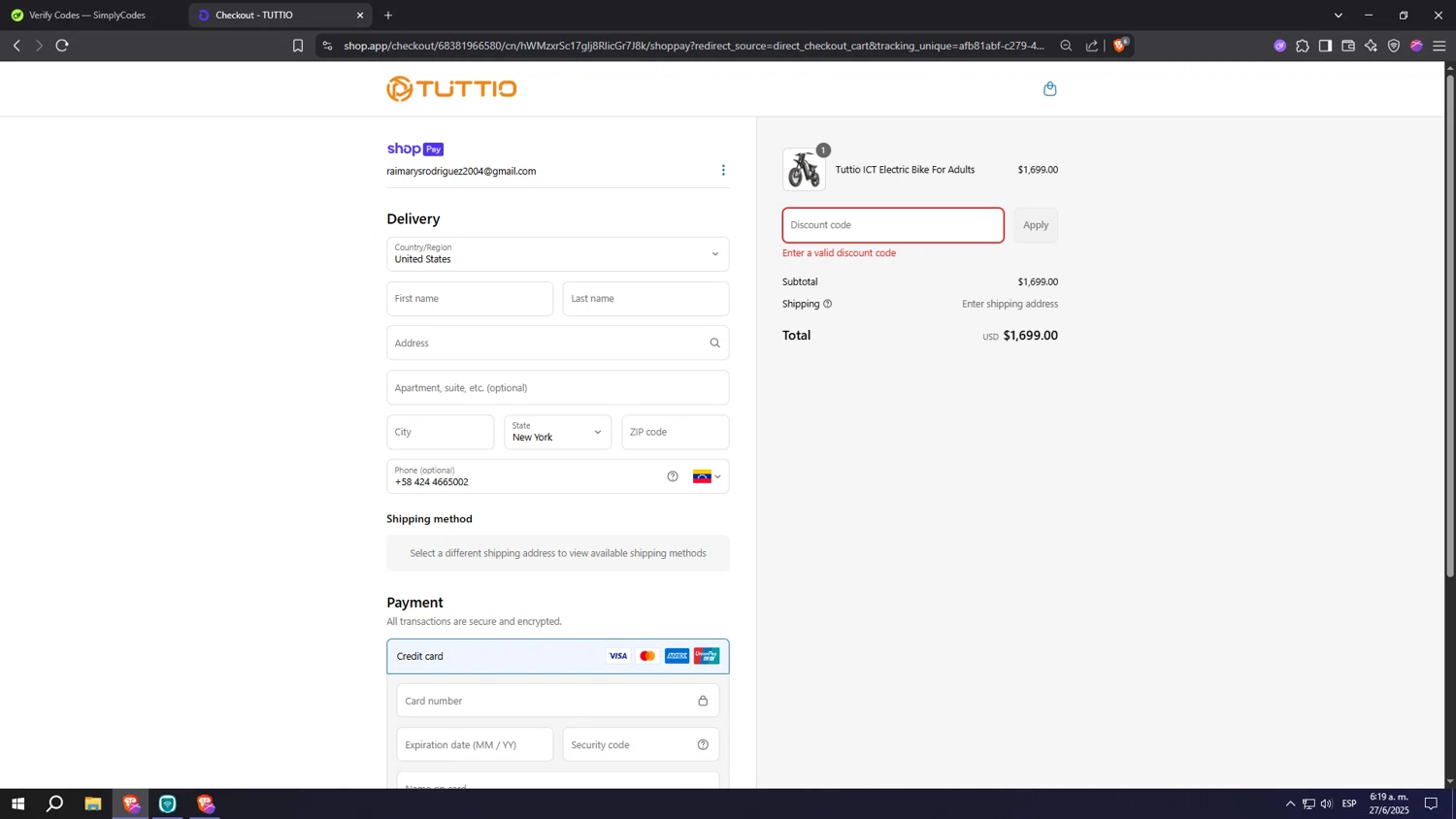 TUTTIO discount code screenshot showing code BUY applied at TUTTIO checkout page. Uploaded by SimplyCodes community member Machi005 on Jun 27, 2025