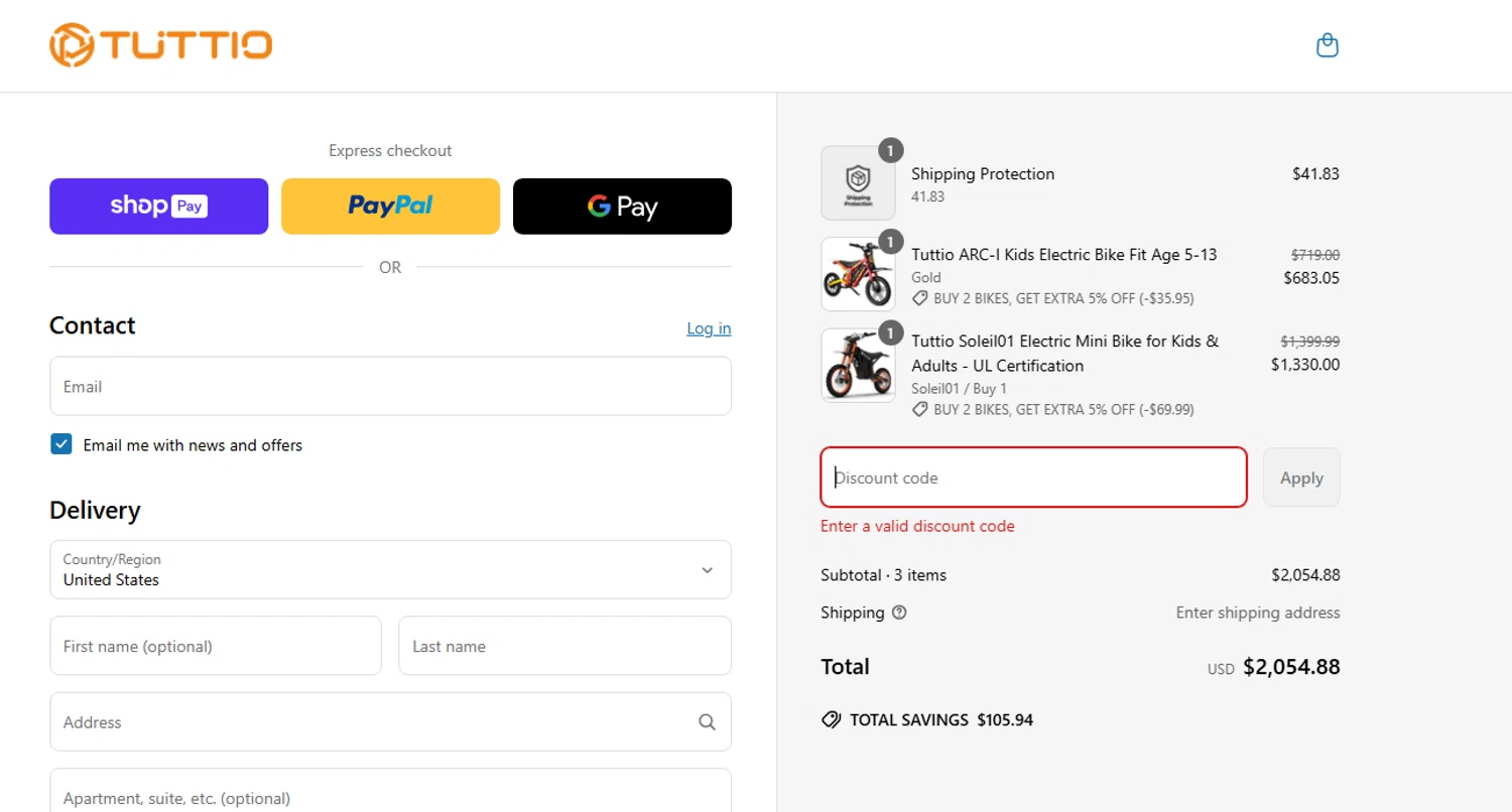TUTTIO discount code screenshot showing code LOVEDAY applied at TUTTIO checkout page. Uploaded by SimplyCodes community member RebatePilot3431 on May 27, 2025