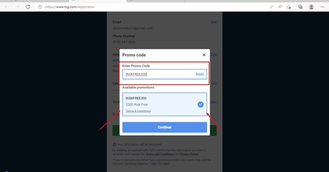 TVG checkout page showing TVG promo code box | Screenshot taken by SimplyCodes community member on Apr 3, 2022
