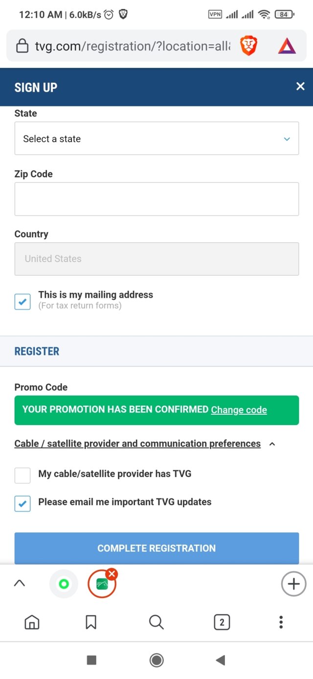 TVG checkout page showing TVG promo code box | Screenshot taken by SimplyCodes community member on Jul 22, 2021
