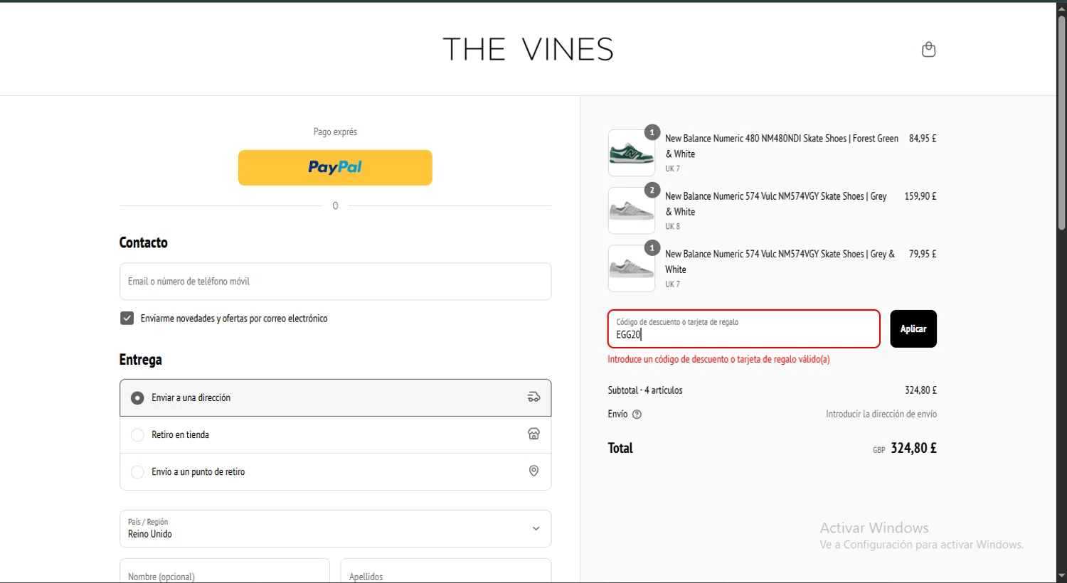 The Vines Supply promo code screenshot showing code EGG20 applied at The Vines Supply checkout page. Uploaded by SimplyCodes community member SmartWhiz589 on Apr 27, 2025