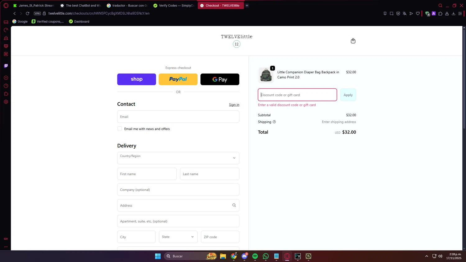 TWELVElittle promo code screenshot showing code TWELVE15 applied at TWELVElittle checkout page. Uploaded by SimplyCodes community member PrimeVirtuoso9679 on Nov 17, 2025