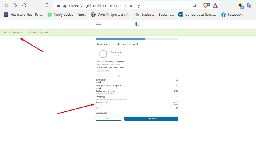 Twentyeight checkout page showing Twentyeight promo code box | Screenshot taken by SimplyCodes community member on Oct 1, 2021