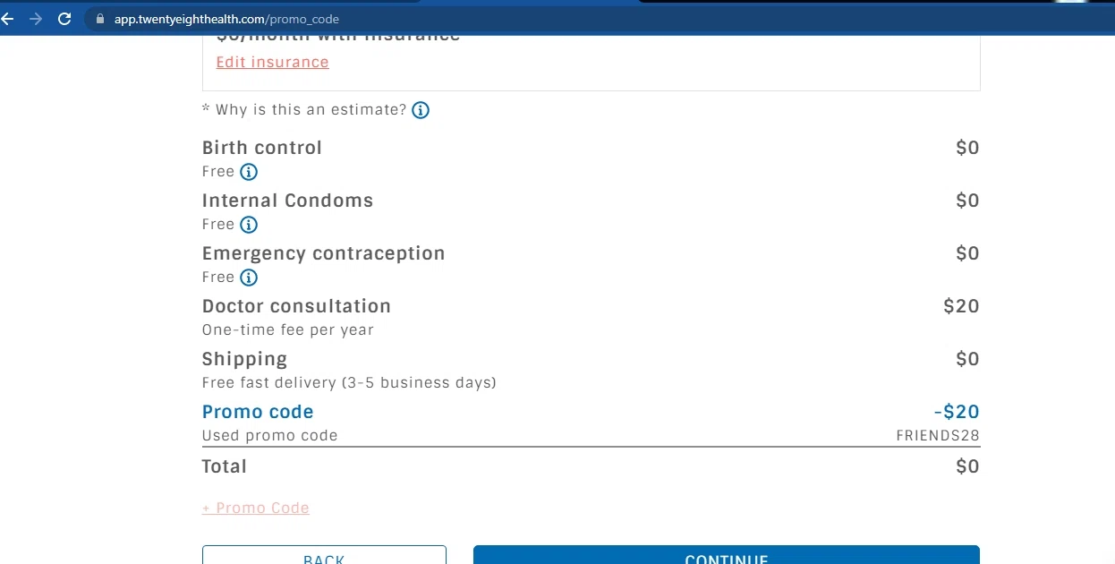 Twentyeight checkout page showing Twentyeight promo code box | Screenshot taken by SimplyCodes community member on Oct 23, 2021