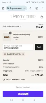 CIARAKENASTON coupon verification screenshot