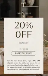 earlyaccess20 coupon verification screenshot