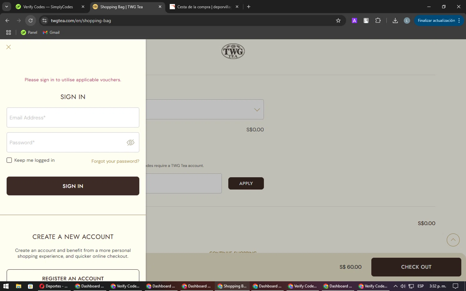 TWG Tea checkout page showing TWG Tea promo code box | Screenshot taken by SimplyCodes community member on Nov 25, 2024