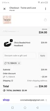 Tl15back coupon verification screenshot