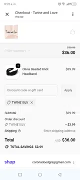 Twine10lv coupon verification screenshot
