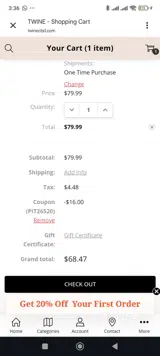 TWINE CBD coupon verification screenshot