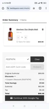 FEST10TK coupon verification screenshot
