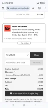 RUMMY10 coupon verification screenshot