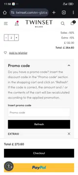 EXTRA10 coupon verification screenshot
