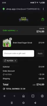 ALYSSA coupon verification screenshot