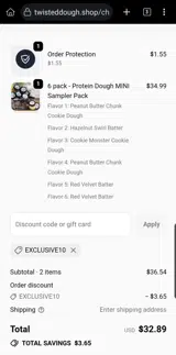 EXCLUSIVE10 coupon verification screenshot