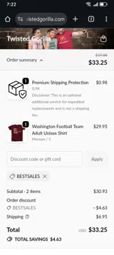 BESTSALES coupon verification screenshot