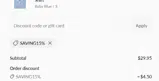 SAVING15% coupon verification screenshot
