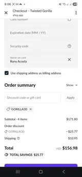 Gorilla30 coupon verification screenshot