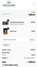 TEN coupon verification screenshot
