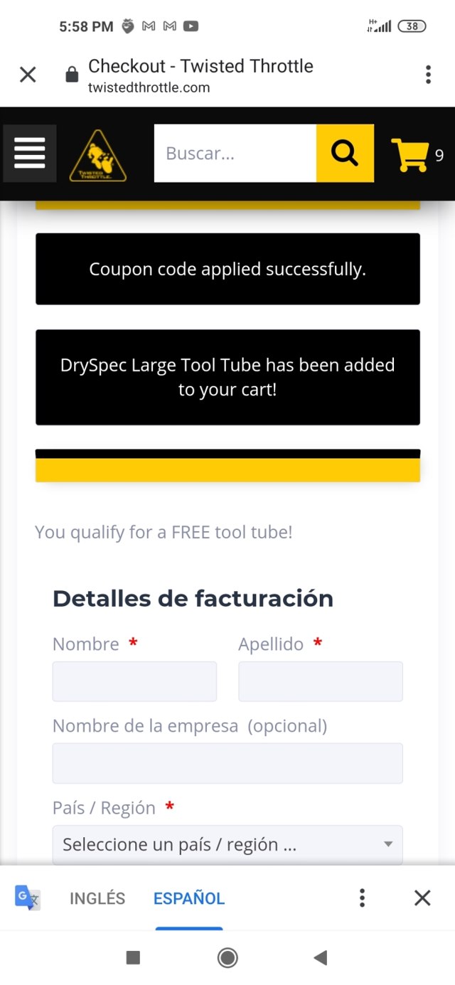 Twisted Throttle checkout page showing Twisted Throttle promo code box | Screenshot taken by SimplyCodes community member on Dec 14, 2020